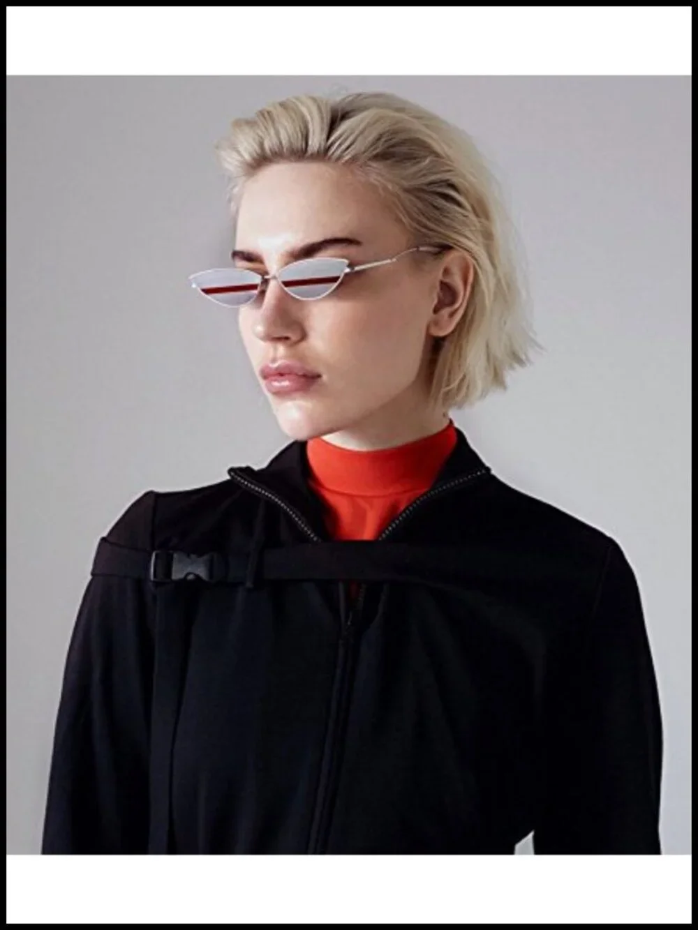 Retro Cateye Sunglasses for Women Men Y2K Wrap Around UV400 Metal Frame